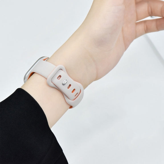 For Apple Watch SE 44mm Two Color Slim Butterfly Buckle Silicone Watch Band(Starlight Orange)