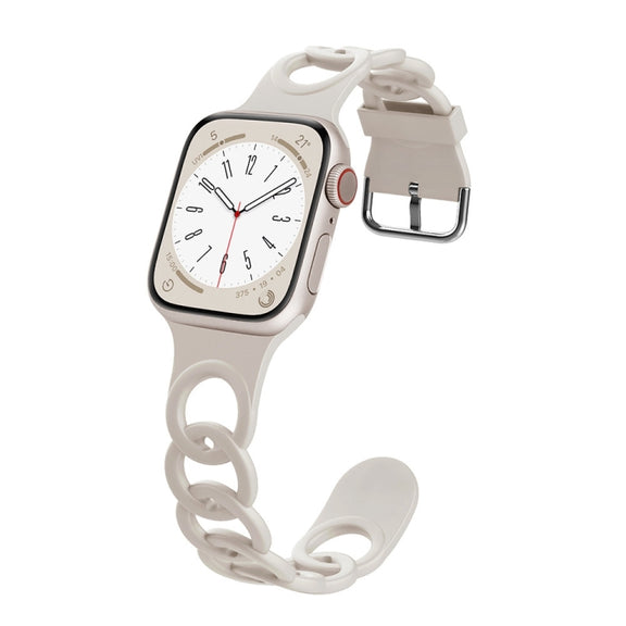 For Apple Watch Series 7 45mm Donut Hollow Silicone Watch Band(Starlight)