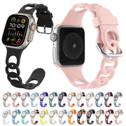 For Apple Watch Series 6 40mm Donut Hollow Silicone Watch Band(Antique White)
