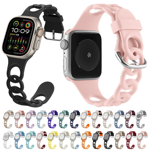 For Apple Watch Series 5 40mm Donut Hollow Silicone Watch Band(Antique White)