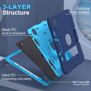 For iPad Pro 11 2024 Contrast Color Silicone Acrylic PC Tablet Case with Holder(Navy Blue)
