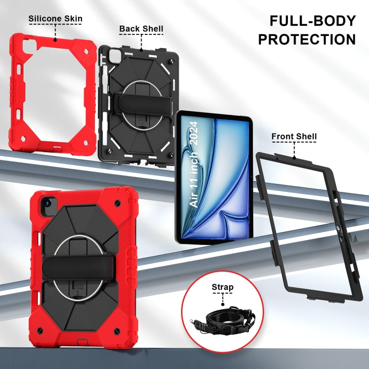 For iPad Air 11 2025 / 2024 Contrast Color Robot Silicone Hybrid PC Tablet Case(Red Black)