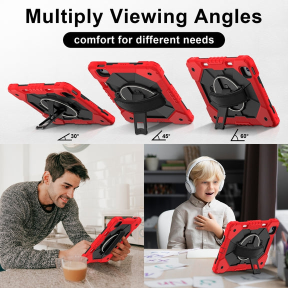 For iPad Air 11 2025 / 2024 Contrast Color Robot Silicone Hybrid PC Tablet Case(Red Black)