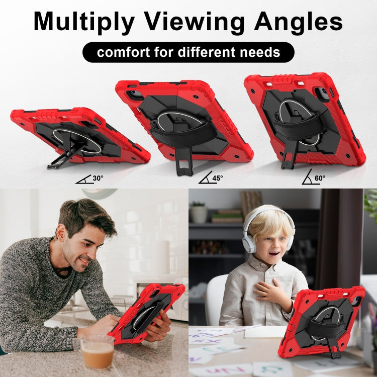 For iPad Air 11 2025 / 2024 Contrast Color Robot Silicone Hybrid PC Tablet Case(Red Black)