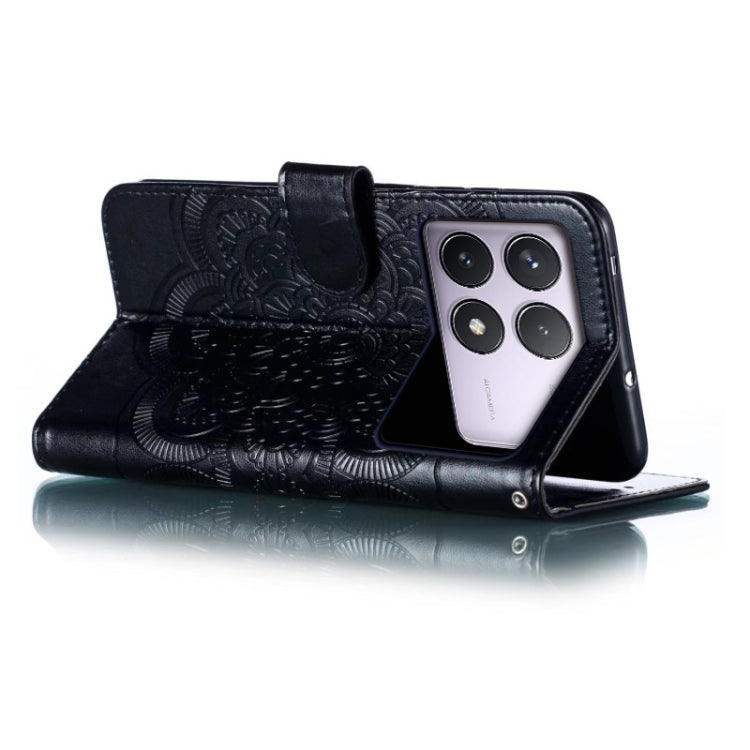 For Xiaomi Redmi K70 Sun Mandala Embossing Pattern Phone Leather Case(Black)