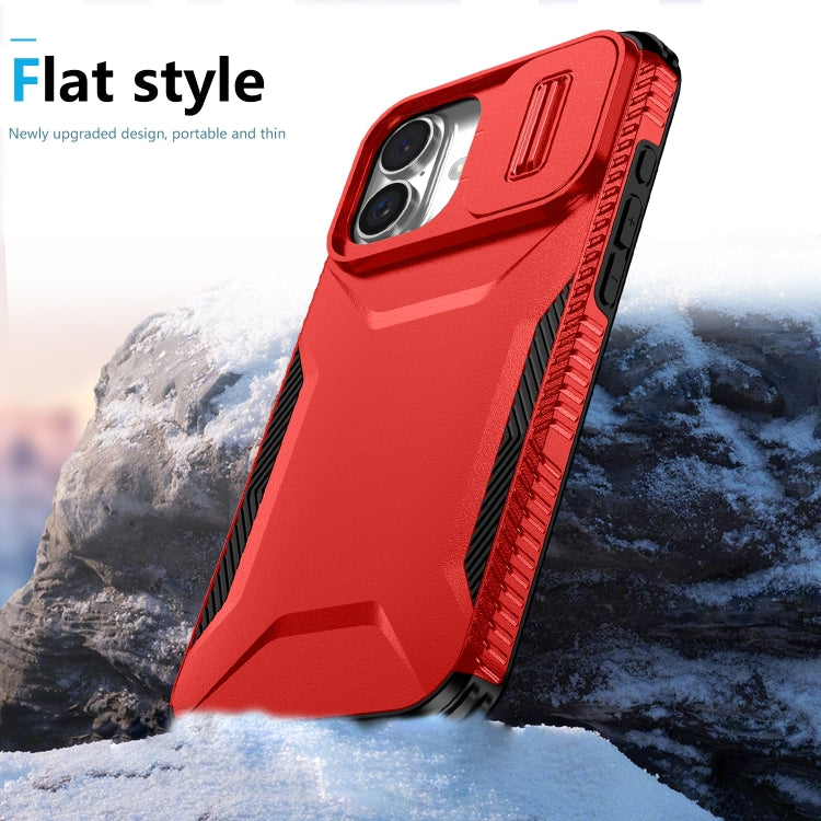 For iPhone 16 Sliding Camshield Phone Case(Red)