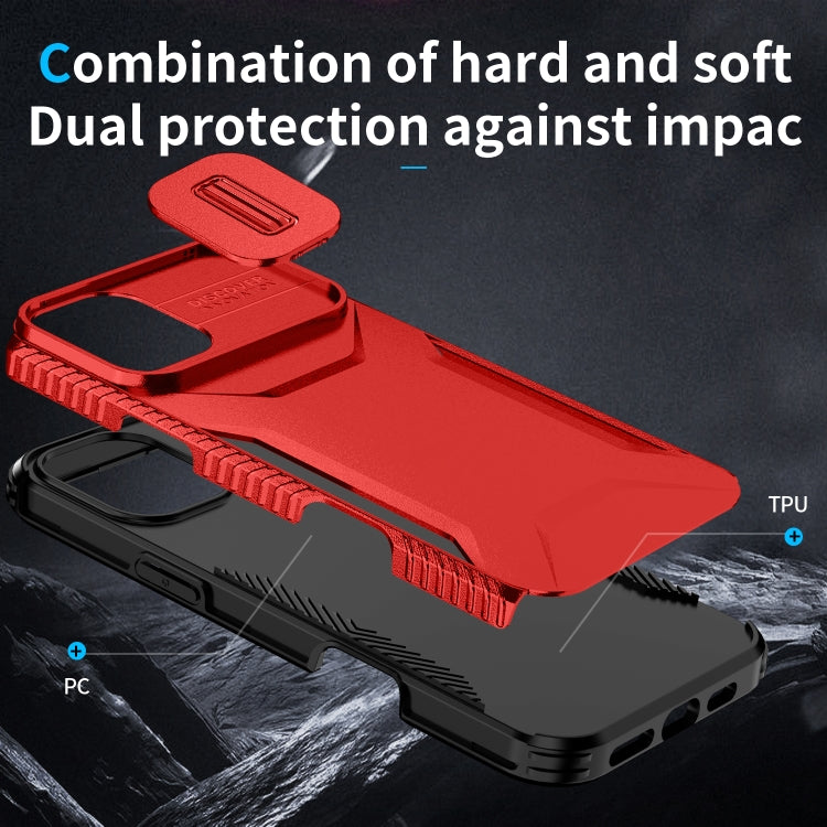 For iPhone 16 Sliding Camshield Phone Case(Red)