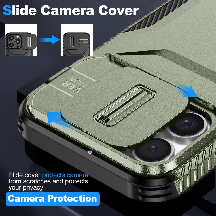 For iPhone 16 Pro Max Sliding Camshield Phone Case(Alpine Green)