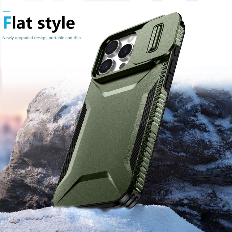 For iPhone 16 Pro Max Sliding Camshield Phone Case(Alpine Green)