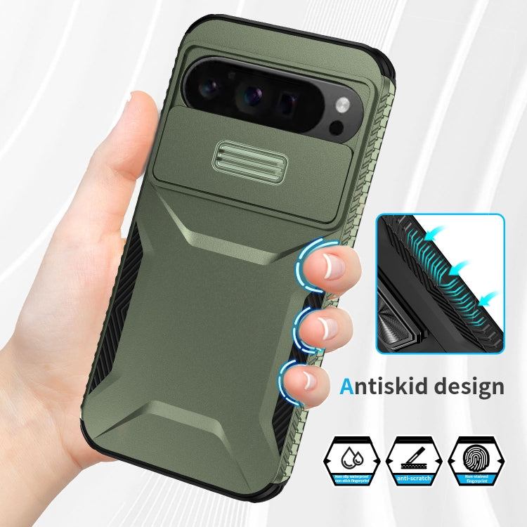 For Google Pixel 9 Pro XL Sliding Camshield Phone Case(Alpine Green)