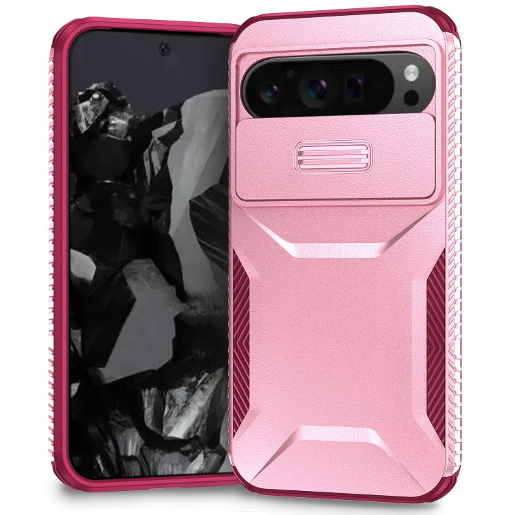 For Google Pixel 9 Pro XL Sliding Camshield Phone Case(Pink + Rose Red)