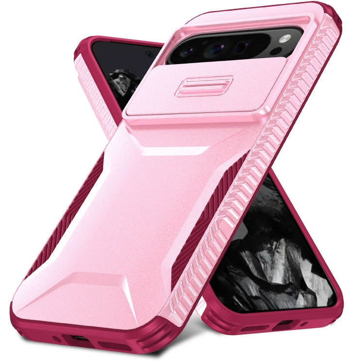 For Google Pixel 9 Pro XL Sliding Camshield Phone Case(Pink + Rose Red)