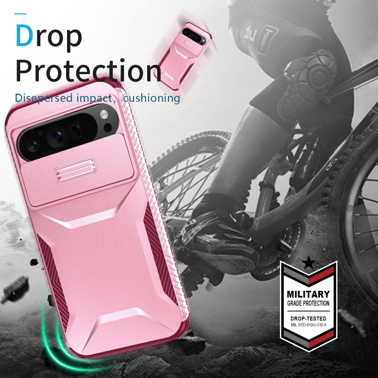 For Google Pixel 9 Pro XL Sliding Camshield Phone Case(Pink + Rose Red)