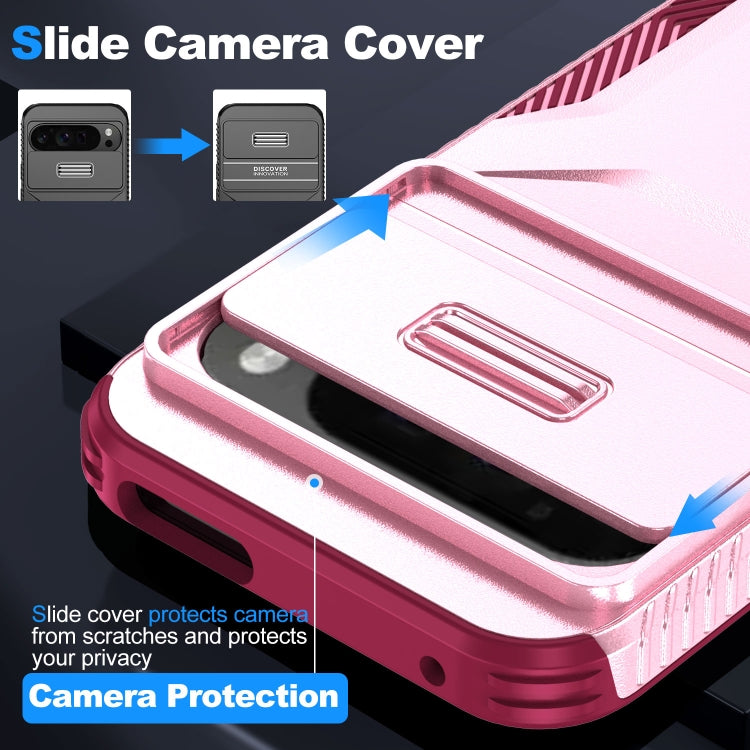 For Google Pixel 9 Pro XL Sliding Camshield Phone Case(Pink + Rose Red)