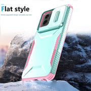 For Motorola Moto G 5G 2024 Sliding Camshield Phone Case(Grey Green + Pink)