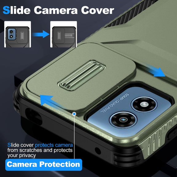 For Motorola Moto G Play 4G 2024 Sliding Camshield Phone Case(Alpine Green)
