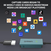 Onten US331 USB Video Capture Card, Length:1.3m(Green)