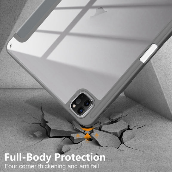 For iPad Air 11 2024 / Pro 11 2022 Acrylic 3-Fold Smart Leather Tablet Case(Grey)