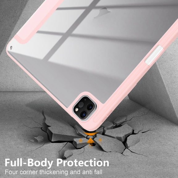 For iPad Air 11 2024 / Pro 11 2022 Acrylic 3-Fold Smart Leather Tablet Case(Pink)