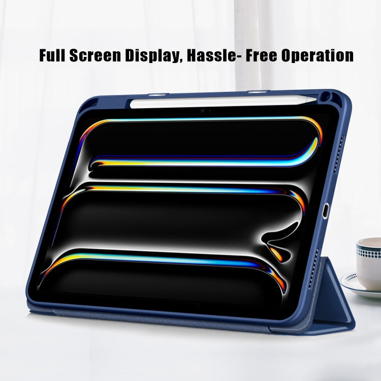 For iPad Pro 11 2024 Acrylic 3-Fold Smart Leather Tablet Case(Dark Blue)