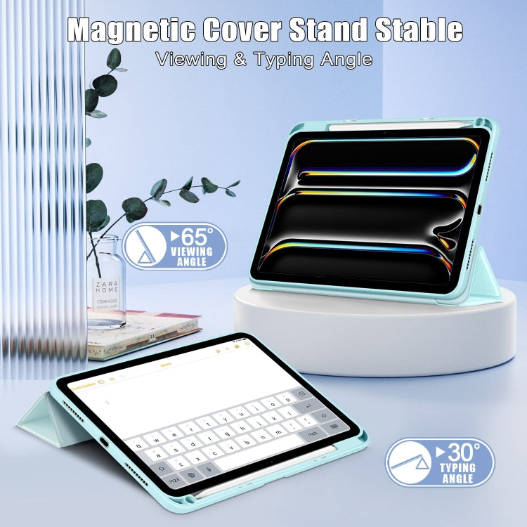 For iPad Pro 11 2024 Acrylic 3-Fold Smart Leather Tablet Case(Sky Blue)