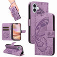 For iPhone 16 Plus Swallowtail Butterfly Embossed Leather Phone Case(Purple) - iPhone 16 Plus Cases by PMC TechLife | Online Shopping South Africa | PMC TechLife | Buy Now Pay Later Mobicred