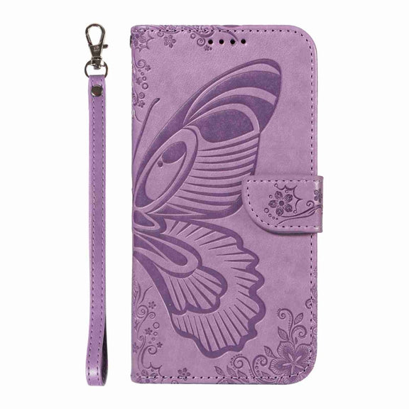 For iPhone 16 Plus Swallowtail Butterfly Embossed Leather Phone Case(Purple)