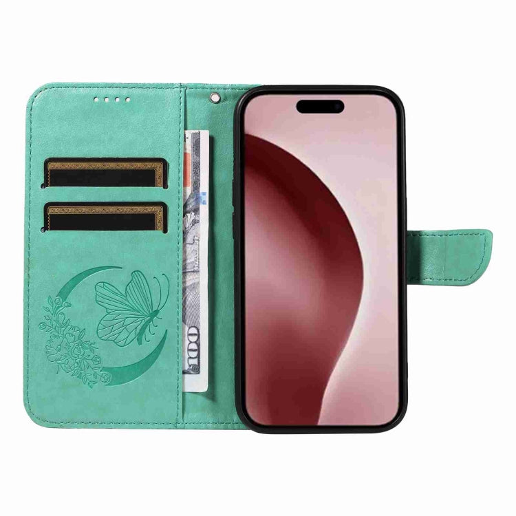 For iPhone 16 Pro Swallowtail Butterfly Embossed Leather Phone Case(Green)