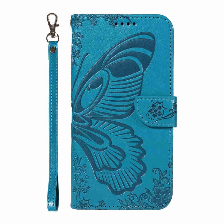 For iPhone 16 Pro Max Swallowtail Butterfly Embossed Leather Phone Case(Blue)