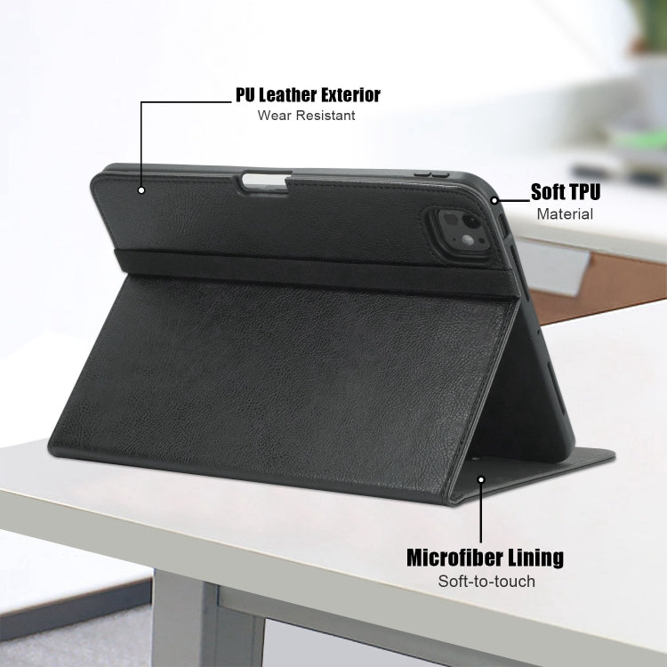 For iPad Pro 11 2024 Front Stand Smart TPU Leather Tablet Case(Black)
