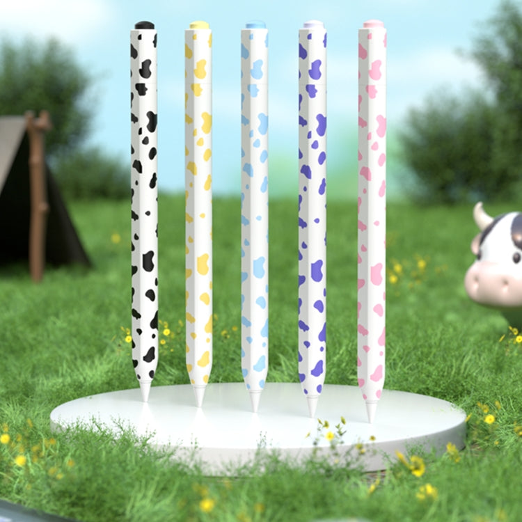 For Apple Pencil USB-C Cow Pattern Stylus Silicone Protective Cover(Yellow)