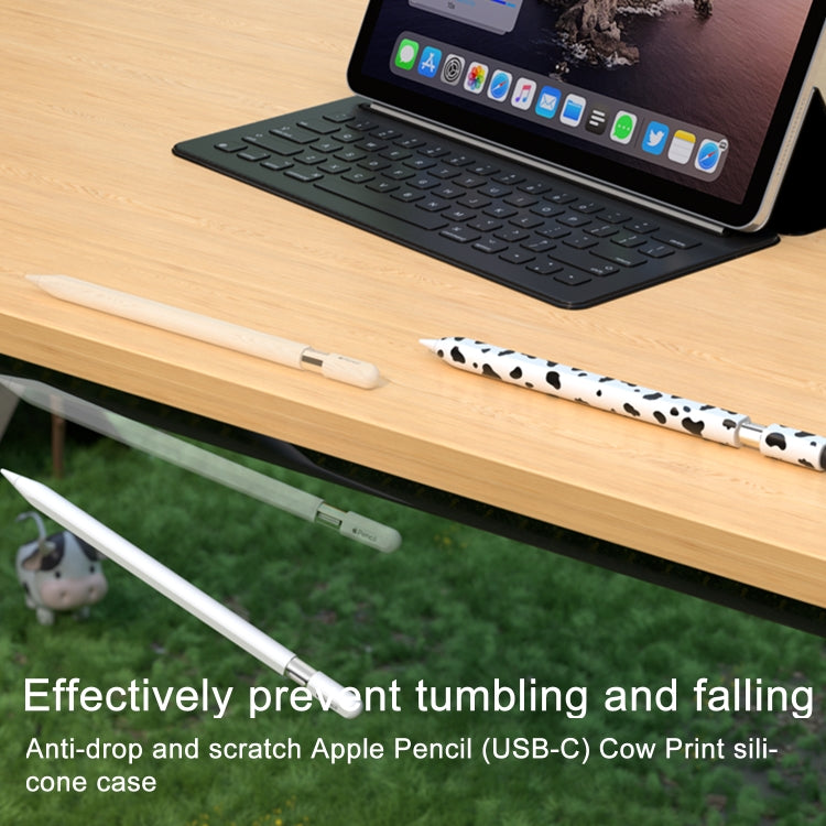For Apple Pencil USB-C Cow Pattern Stylus Silicone Protective Cover(Yellow)