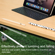 For Apple Pencil USB-C Cow Pattern Stylus Silicone Protective Cover(Yellow)