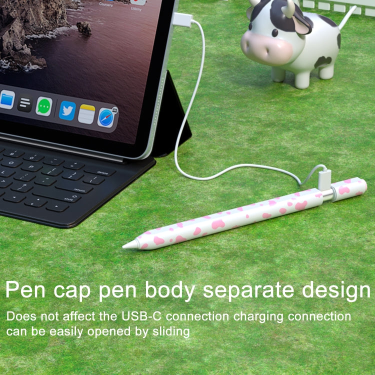 For Apple Pencil USB-C Cow Pattern Stylus Silicone Protective Cover(Yellow)