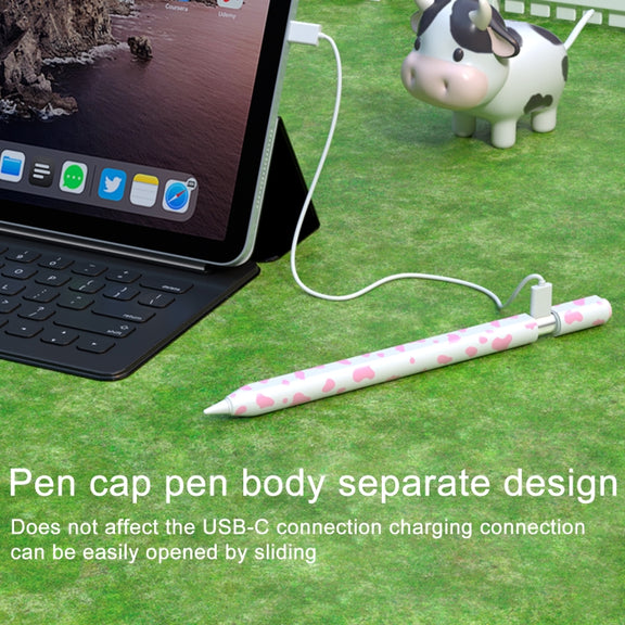 For Apple Pencil USB-C Cow Pattern Stylus Silicone Protective Cover(Yellow)