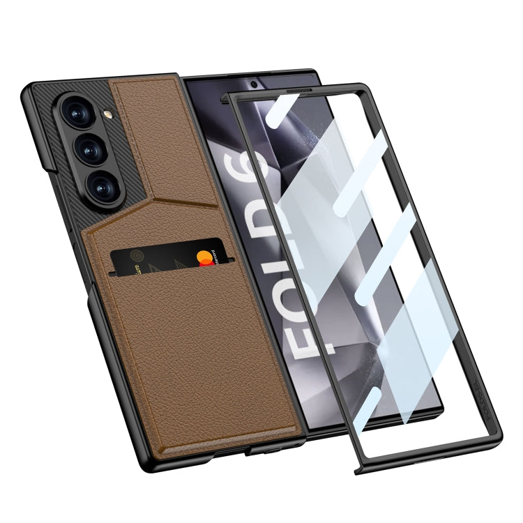 For Samsung Galaxy Z Fold6 GKK Integrated Rotor Bracket Recessed Card Bag Phone Case(Black)