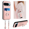 For Google Pixel 9 / 9 Pro R20 Crossbody Rope Ring Card Holder Phone Case(Pink) - Google Cases by PMC TechLife | Online Shopping South Africa | PMC TechLife | Buy Now Pay Later Mobicred