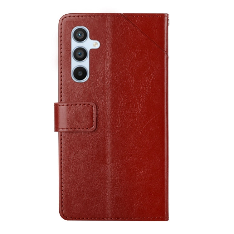 For Samsung Galaxy S25 5G Y-shaped Pattern Flip Leather Phone Case(Brown)