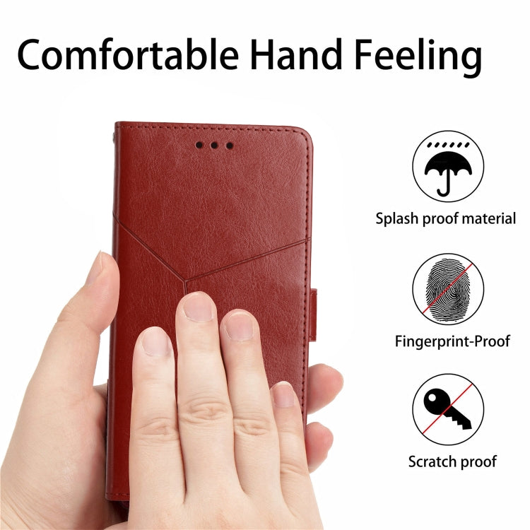 For Samsung Galaxy S25 5G Y-shaped Pattern Flip Leather Phone Case(Brown)