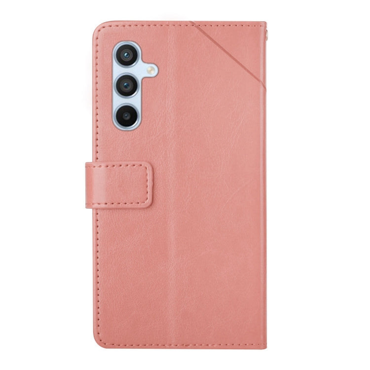 For Samsung Galaxy S25 5G Y-shaped Pattern Flip Leather Phone Case(Pink)
