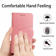 For Samsung Galaxy S25 5G Y-shaped Pattern Flip Leather Phone Case(Pink)