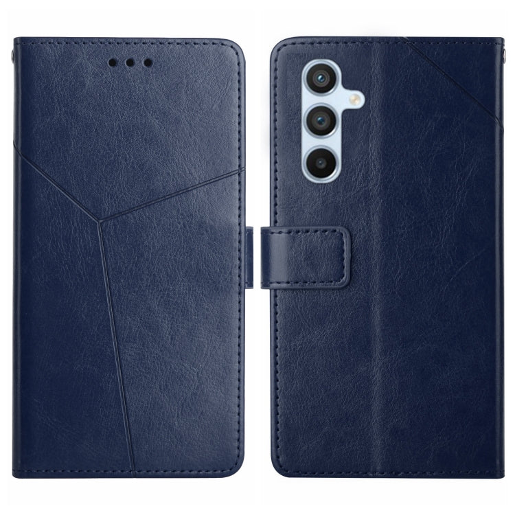 For Samsung Galaxy S25+ 5G Y-shaped Pattern Flip Leather Phone Case(Blue)