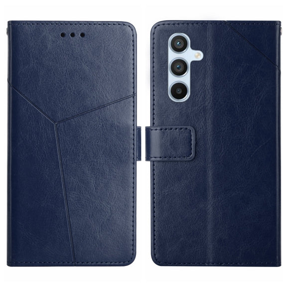 For Samsung Galaxy S25+ 5G Y-shaped Pattern Flip Leather Phone Case(Blue)