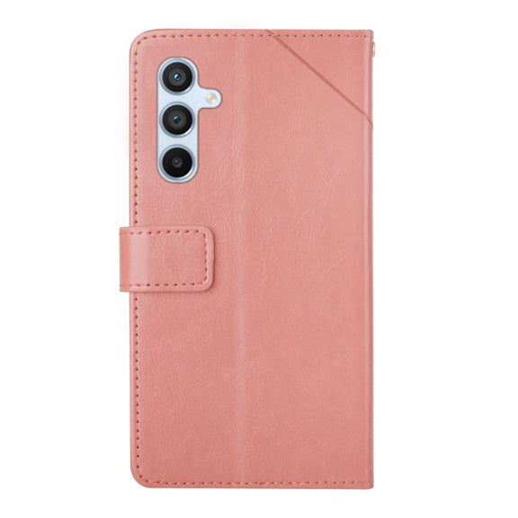 For Samsung Galaxy S25+ 5G Y-shaped Pattern Flip Leather Phone Case(Pink)