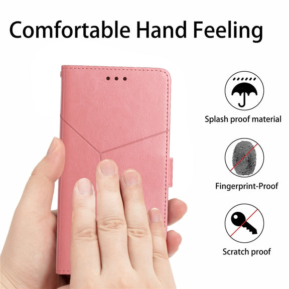 For Samsung Galaxy S25+ 5G Y-shaped Pattern Flip Leather Phone Case(Pink)