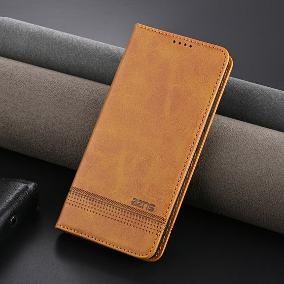 For Redmi K70 Ultra AZNS Magnetic Calf Texture Flip Leather Phone Case(Light Brown)