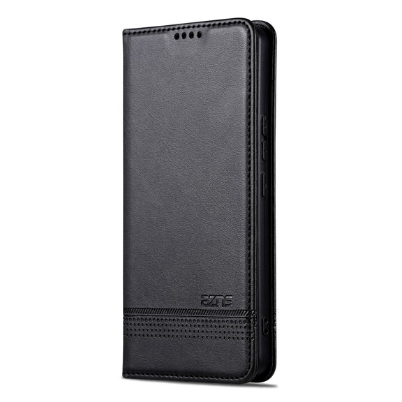 For Redmi Note 14 5G AZNS Magnetic Calf Texture Flip Leather Phone Case(Black)