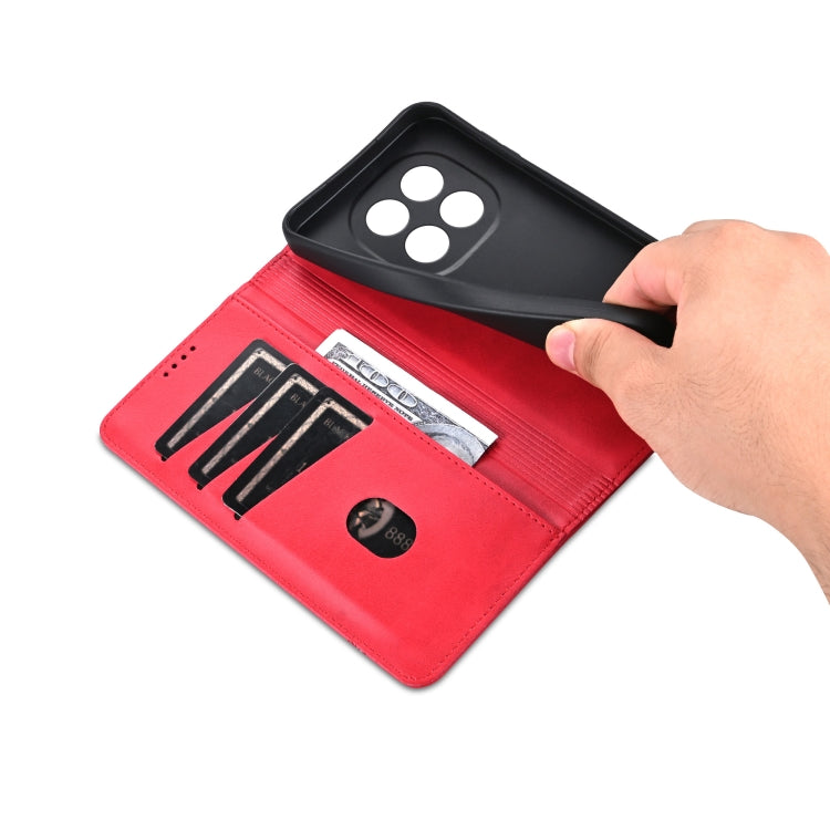 For Redmi Note 14 Pro 5G AZNS Magnetic Calf Texture Flip Leather Phone Case(Red)