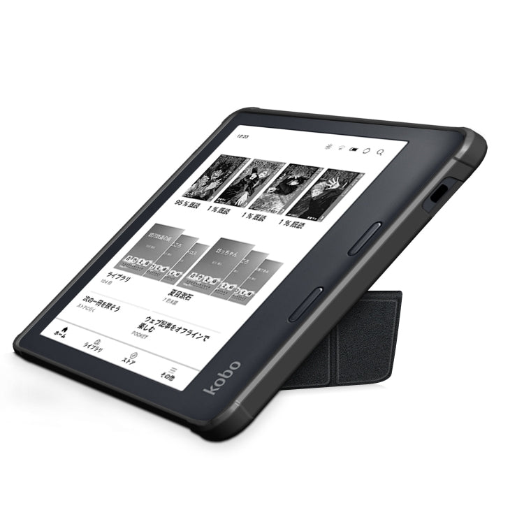 For Kobo Libra Colour 2024 Solid Color Deformation TPU Leather Smart Tablet Case(Black)