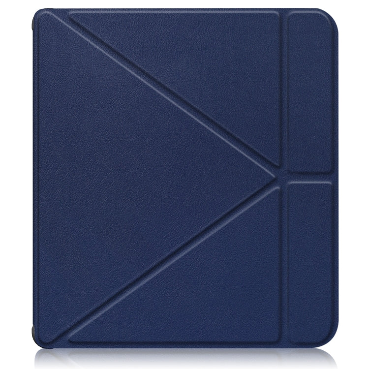 For Kobo Libra Colour 2024 Solid Color Deformation TPU Leather Smart Tablet Case(Dark Blue)
